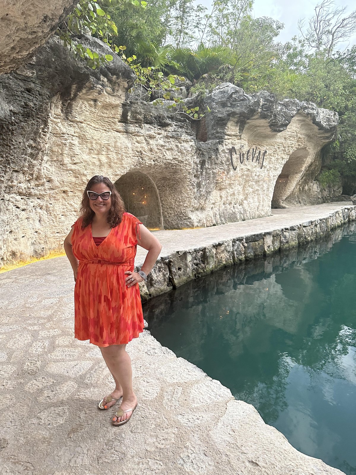 Susan at a cenote in the Riviera Maya