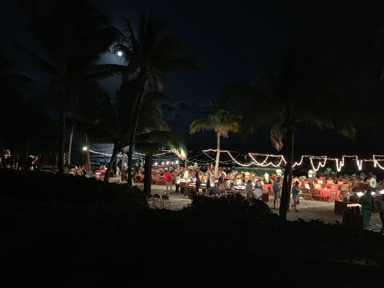 Evening celebration with guests at a resort event
